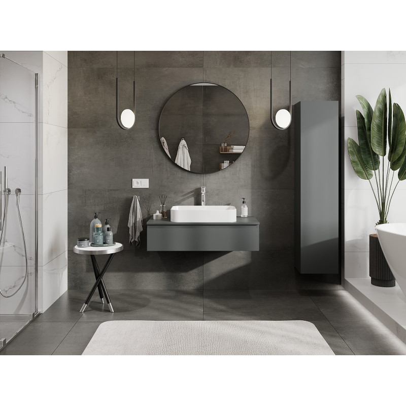 Mexen Orio bathroom cabinet under sink 100 cm, 1 drawer, matte graphite - 91A10-10023-1-BF66