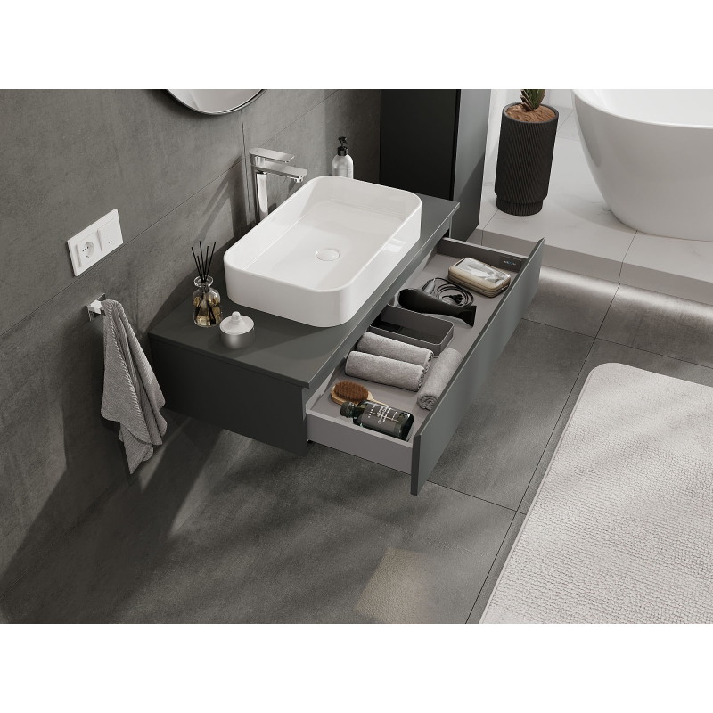 Mexen Orio bathroom cabinet under sink 100 cm, 1 drawer, matte graphite - 91A10-10023-1-BF66