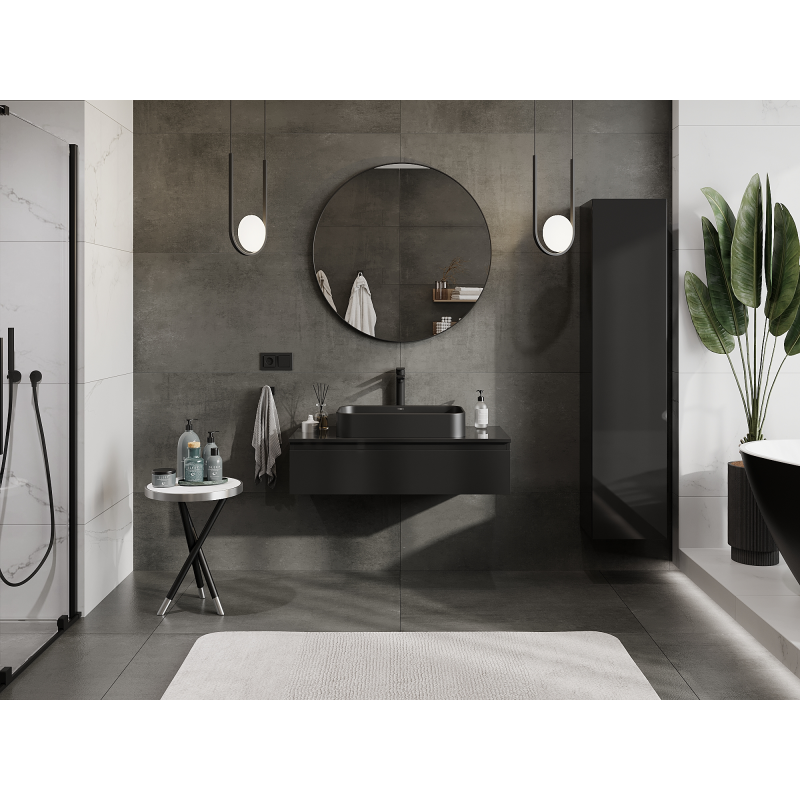 Mexen Orio armário de casa de banho sob lavatório 100 cm, 1 gaveta, preto brilhante - 91A10-10023-1-BF70