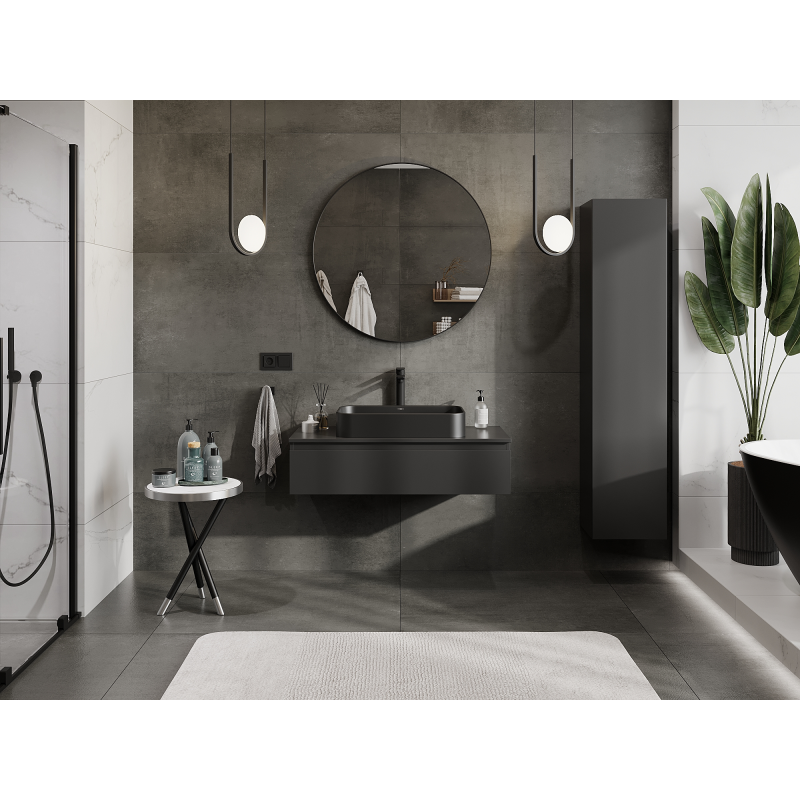 Mexen Orio armario de baño bajo lavabo 100 cm, 1 cajón, negro mate - 91A10-10023-1-BF71