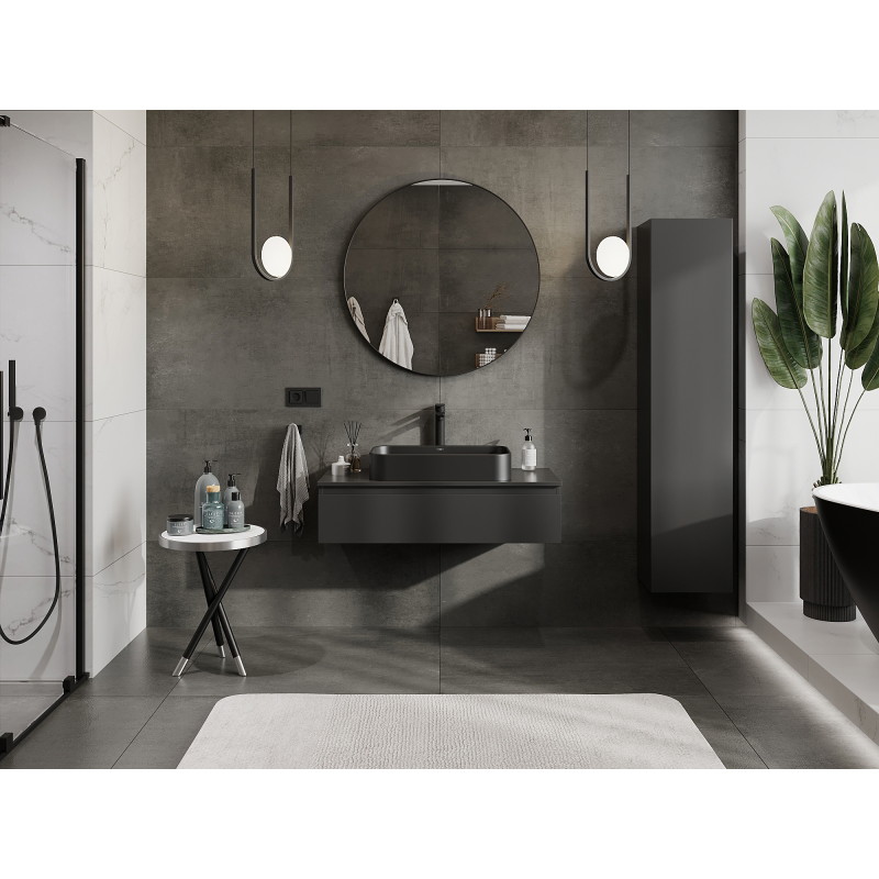 Mexen Orio Bathroom Cabinet 100 cm, 1 Drawer, Black Matte - 91A10-10023-1-BF71