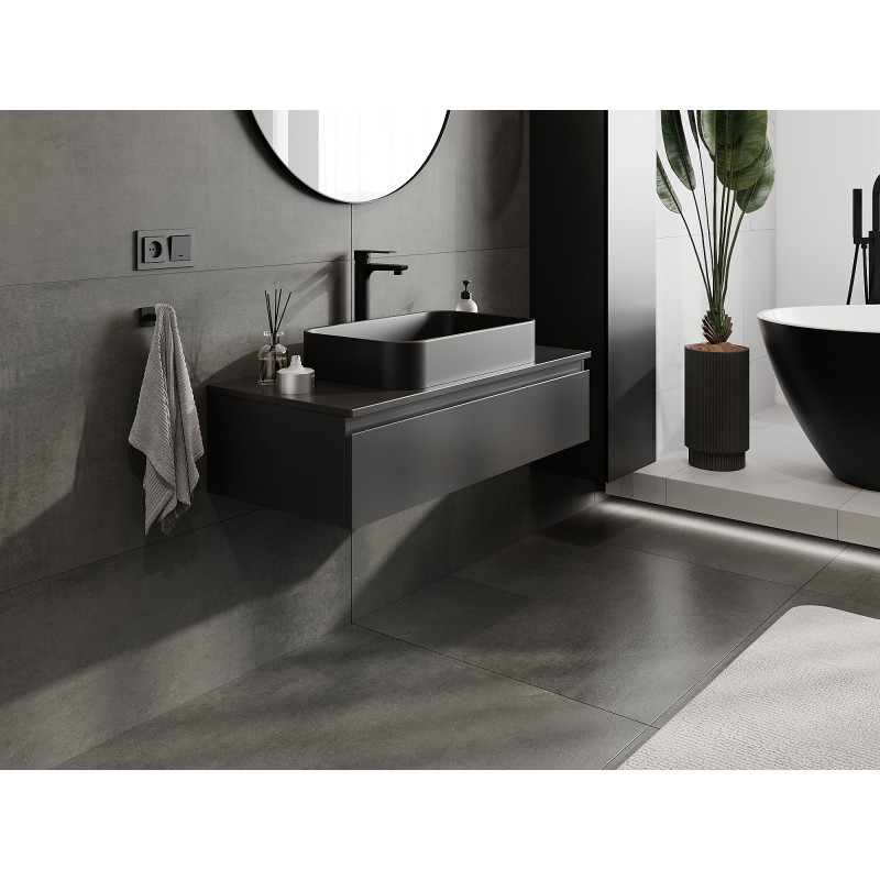 Mexen Orio Bathroom Cabinet 100 cm, 1 Drawer, Black Matte - 91A10-10023-1-BF71