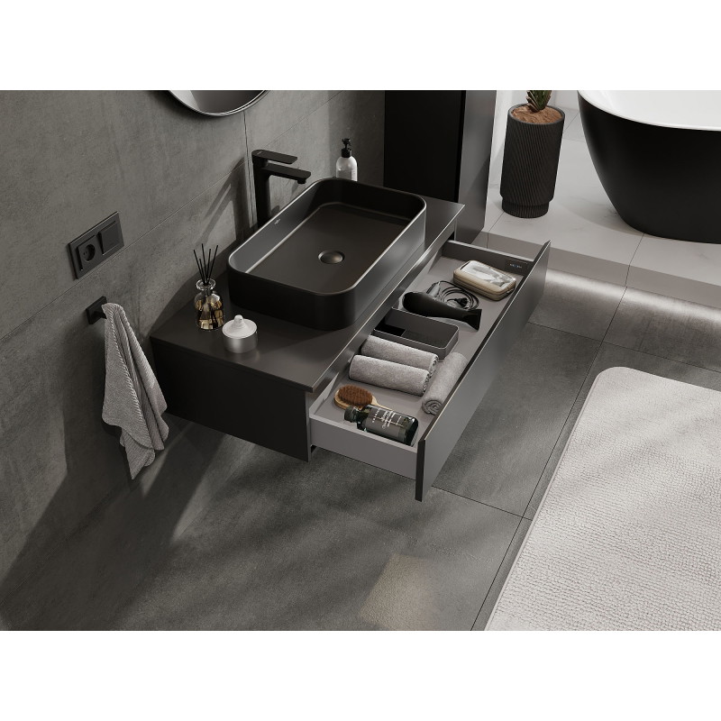 Mexen Orio Bathroom Cabinet 100 cm, 1 Drawer, Black Matte - 91A10-10023-1-BF71