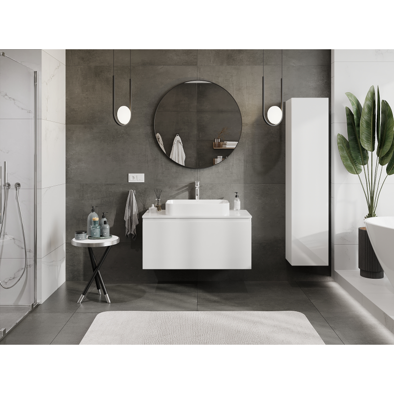 Mexen Orio mobiletto da bagno sottolavabo 100 cm, 1 cassetto, bianco lucido - 91A10-10047-1-BF00