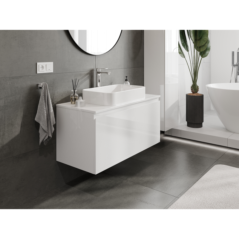 Mexen Orio meuble de salle de bain sous lavabo 100 cm, 1 tiroir, blanc brillant - 91A10-10047-1-BF00