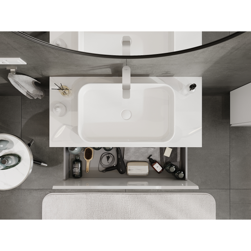 Mexen Orio badrumsskåp under tvättställ 100 cm, 1 låda, vit glans - 91A10-10047-1-BF00