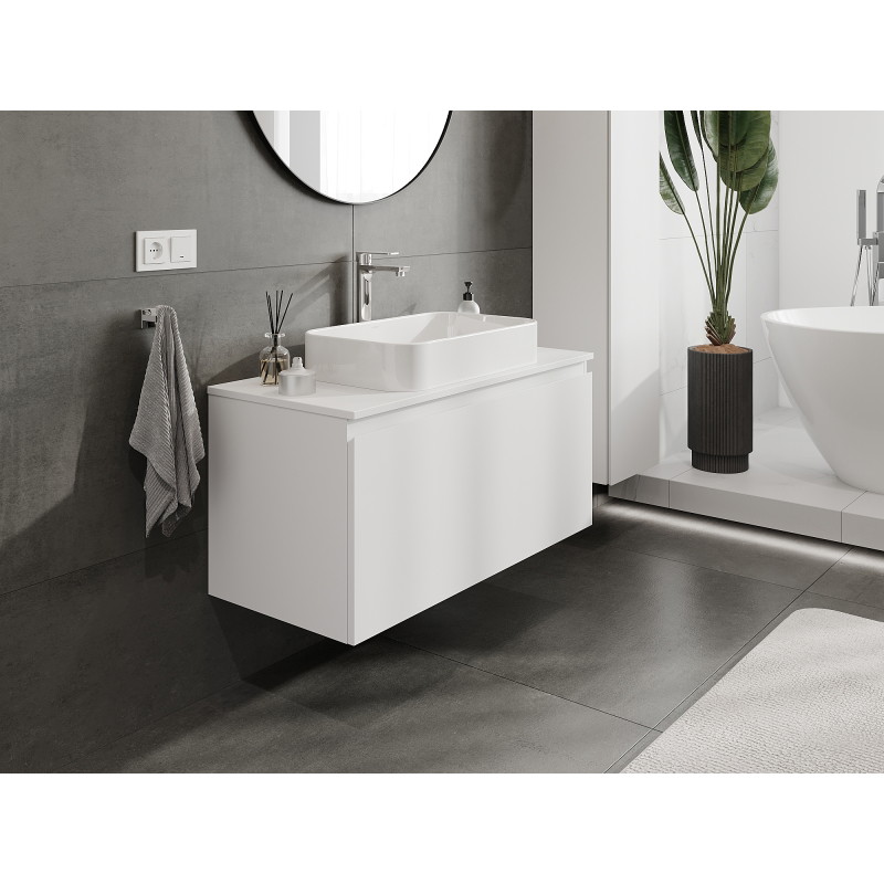 Mexen Orio bathroom cabinet for washbasin 100 cm, 1 drawer, white matte - 91A10-10047-1-BF01