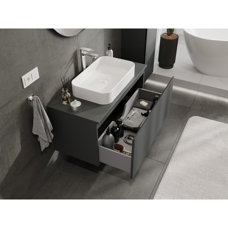 Mexen Orio bathroom cabinet under-sink 100 cm, 1 drawer, matte graphite - 91A10-10047-1-BF66