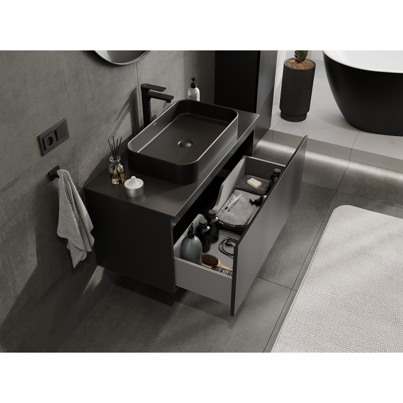 Mexen Orio meuble de salle de bains sous-lavabo 100 cm, 1 tiroir, noir mat - 91A10-10047-1-BF71