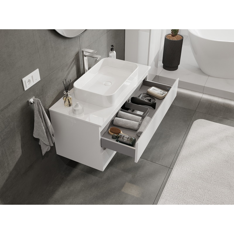 Mexen Orio 100 cm Bathroom Cabinet, 2 Drawers, White Gloss - 91A10-10047-2-BFF00
