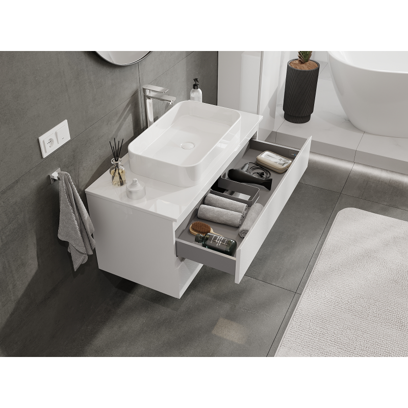 Mexen Orio kopalniška omarica 100 cm, 2 predala, bel sijaj - 91A10-10047-2-BFF00