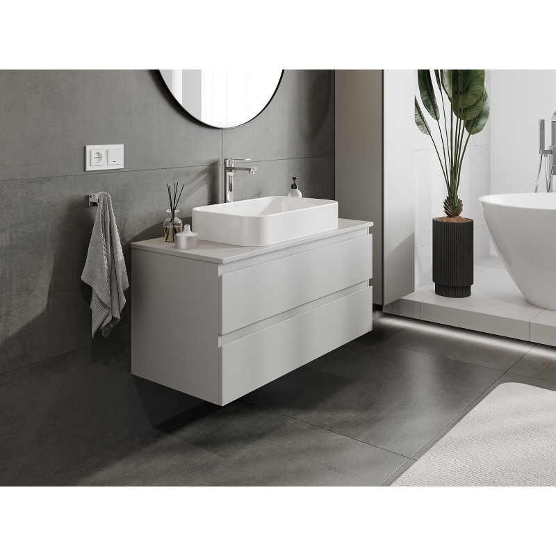 Mexen Orio 100 cm Bathroom Cabinet with Basin, 2 Drawers, Matte Grey - 91A10-10047-2-BFF62