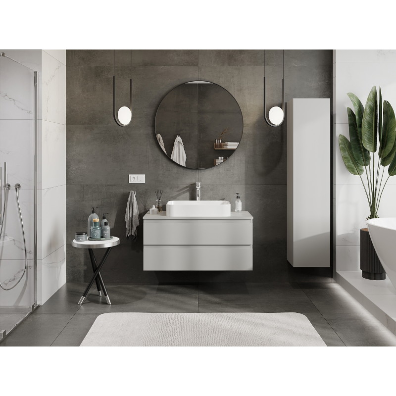 Mexen Orio 100 cm Bathroom Cabinet with Basin, 2 Drawers, Matte Grey - 91A10-10047-2-BFF62