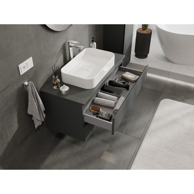 Mexen Orio bathroom cabinet under-sink 100 cm, 2 drawers, matte graphite - 91A10-10047-2-BFF66