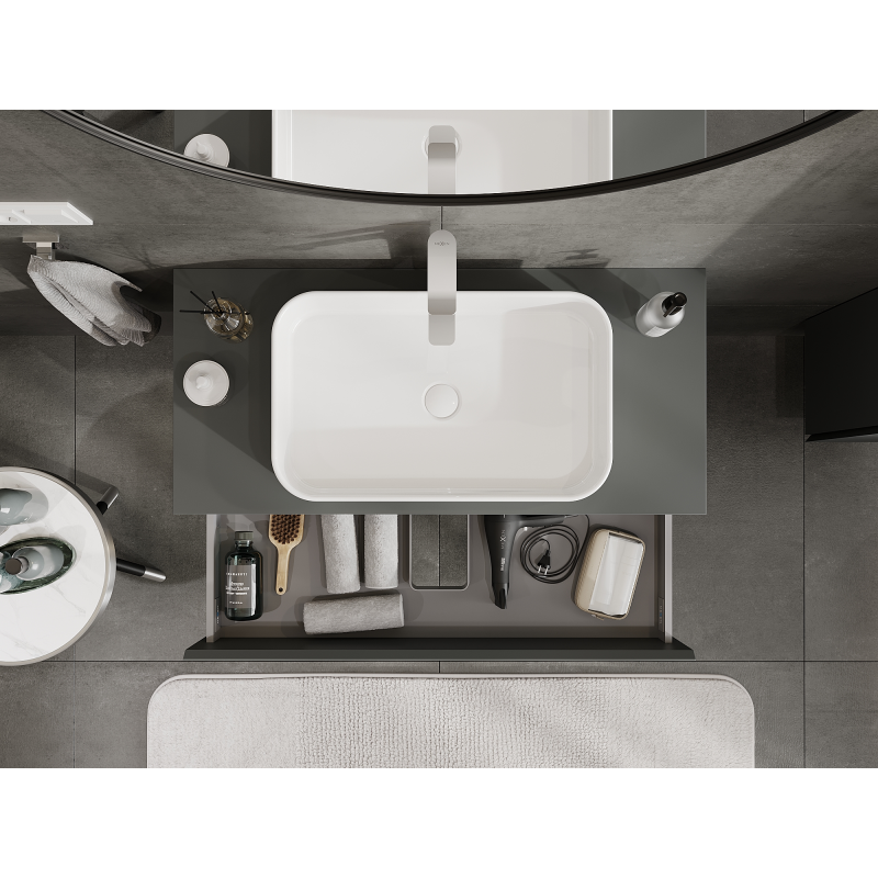 Mexen Orio ντουλάπι μπάνιου για νιπτήρα 100 εκ., 2 συρτάρια, γκρί ματ