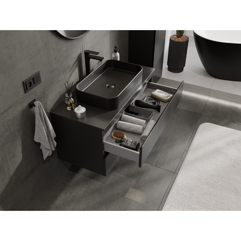 Mexen Orio meuble de salle de bains sous-lavabo 100 cm, 2 tiroirs, noir mat - 91A10-10047-2-BFF71