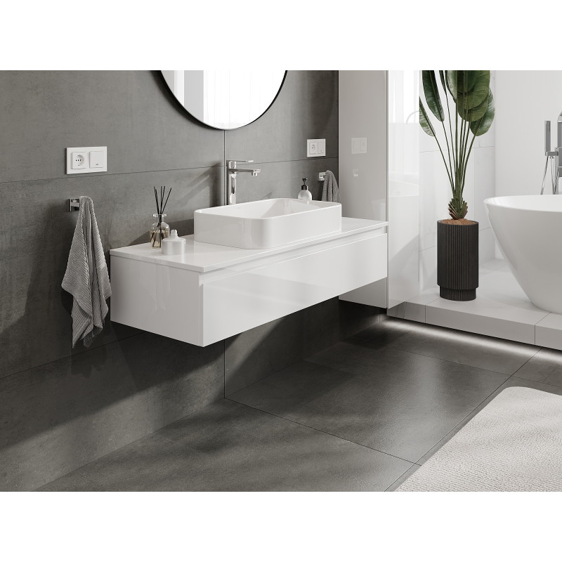 Mexen Orio bathroom cabinet 120 cm, 1 drawer, white gloss - 91A10-12023-1-BF00