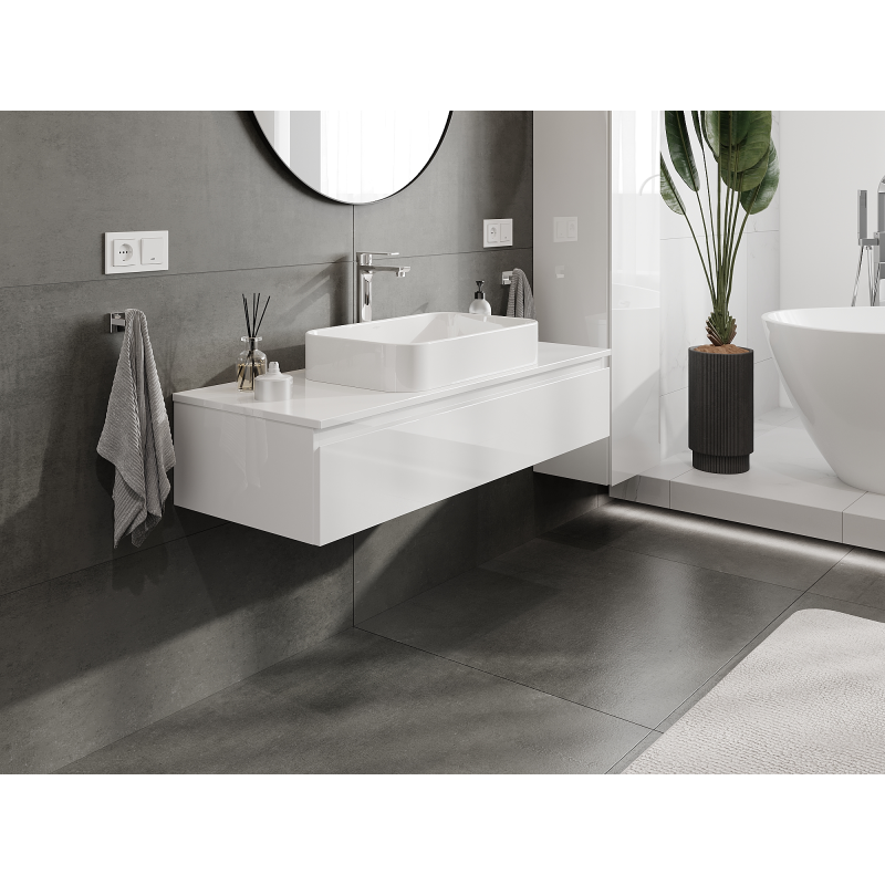 Mexen Orio meuble de salle de bains sous lavabo 120 cm, 1 tiroir, blanc brillant - 91A10-12023-1-BF00