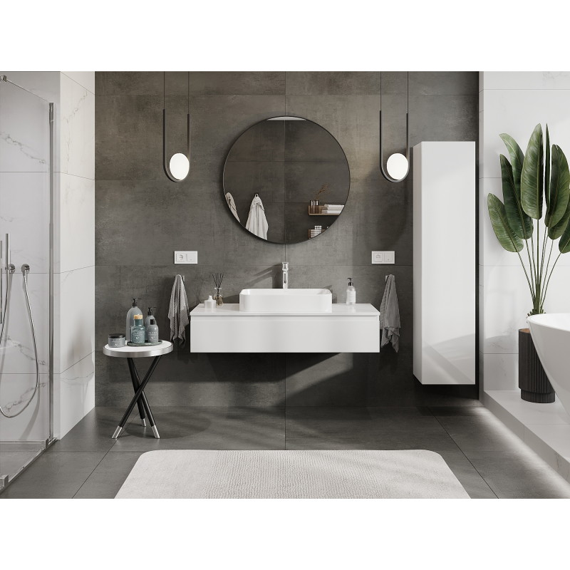 Mexen Orio bathroom cabinet 120 cm, 1 drawer, white gloss - 91A10-12023-1-BF00
