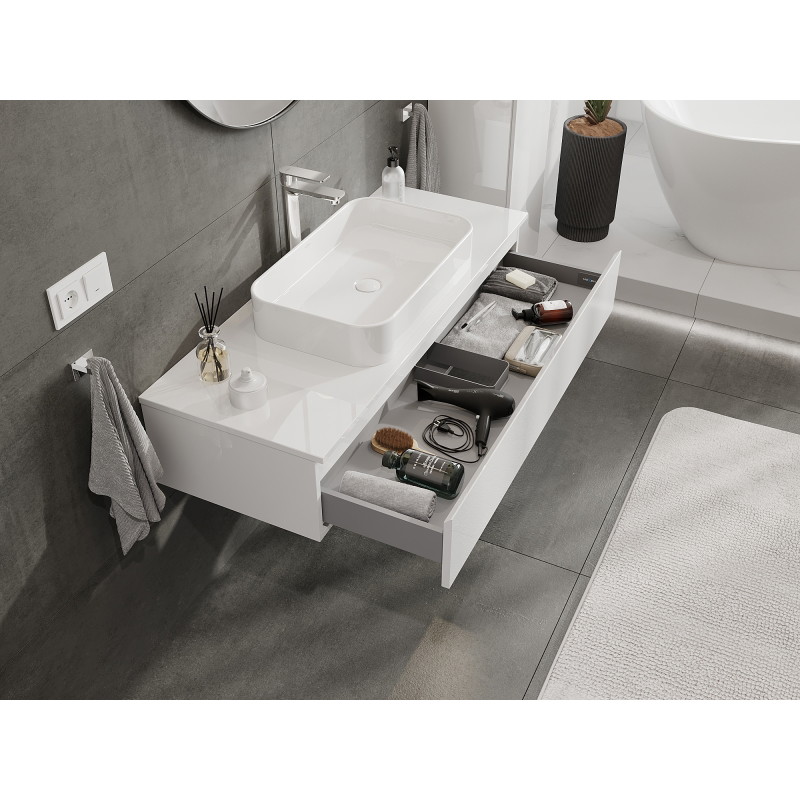 Mexen Orio bathroom cabinet 120 cm, 1 drawer, white gloss - 91A10-12023-1-BF00