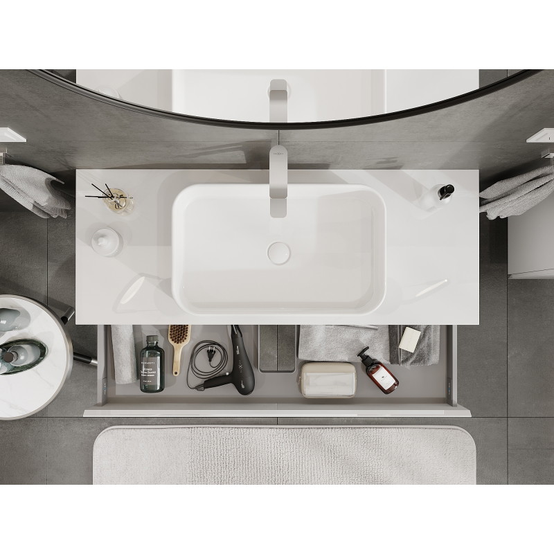 Mexen Orio bathroom cabinet 120 cm, 1 drawer, white gloss - 91A10-12023-1-BF00