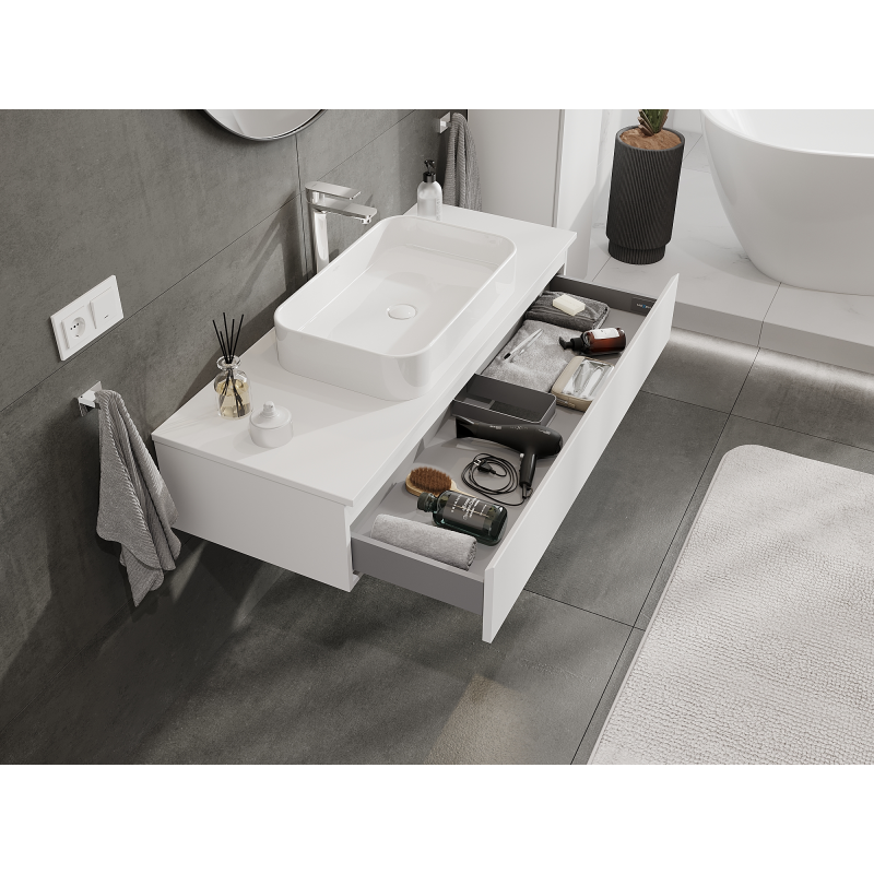 Mexen Orio Badezimmerunterschrank 120 cm, 1 Schublade, weiß matt - 91A10-12023-1-BF01