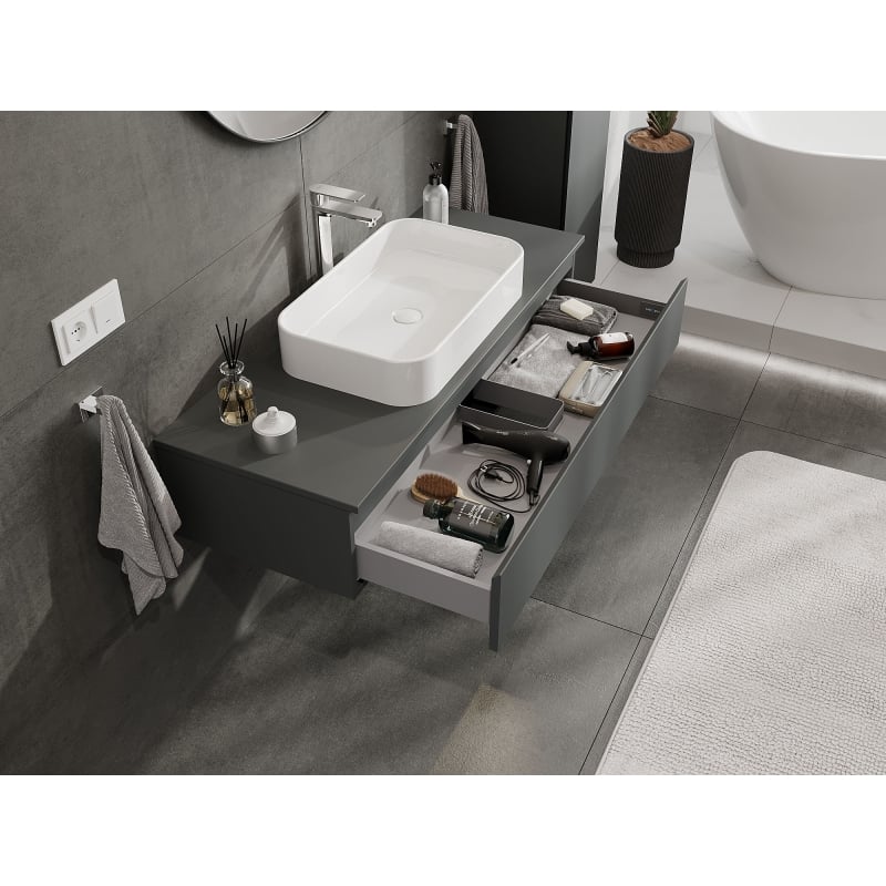 Mexen Orio bathroom cabinet for washbasin 120 cm, 1 drawer, matte graphite - 91A10-12023-1-BF66