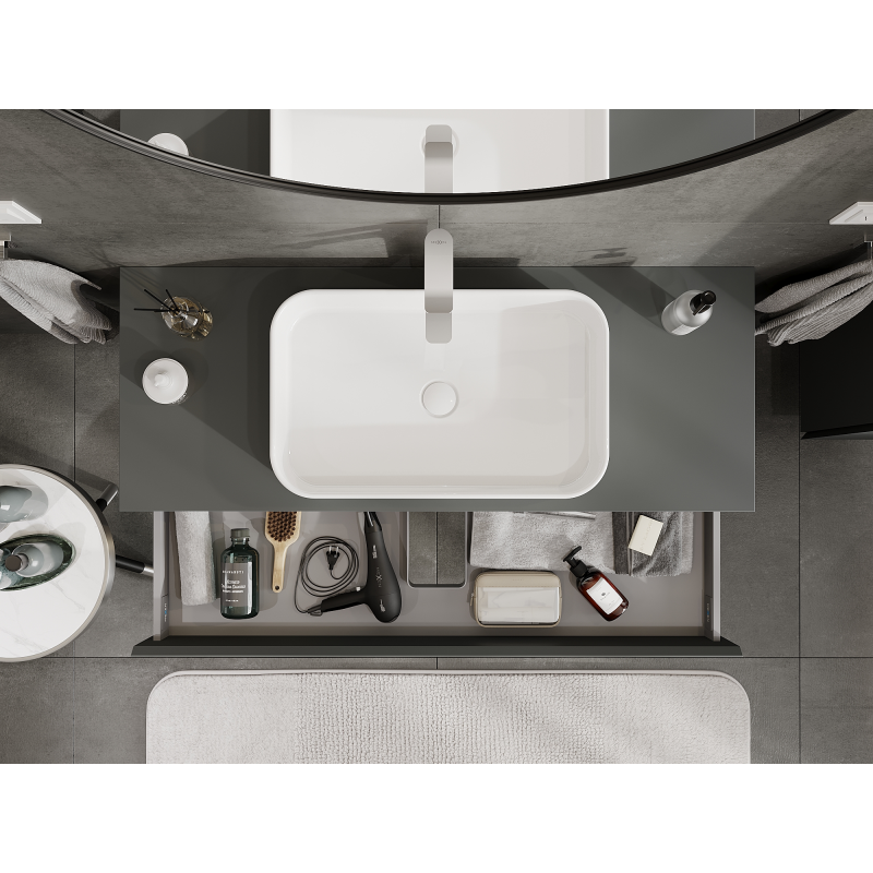 Mexen Orio mueble de baño bajo lavabo 120 cm, 1 cajón, grafito mate - 91A10-12023-1-BF66