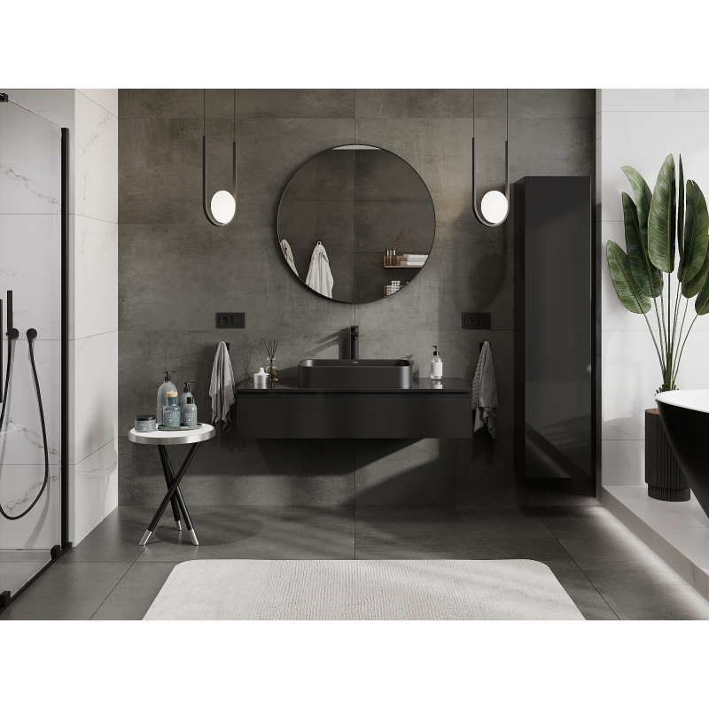 Mexen Orio mobile bagno sotto lavabo 120 cm, 1 cassetto, nero lucido - 91A10-12023-1-BF70