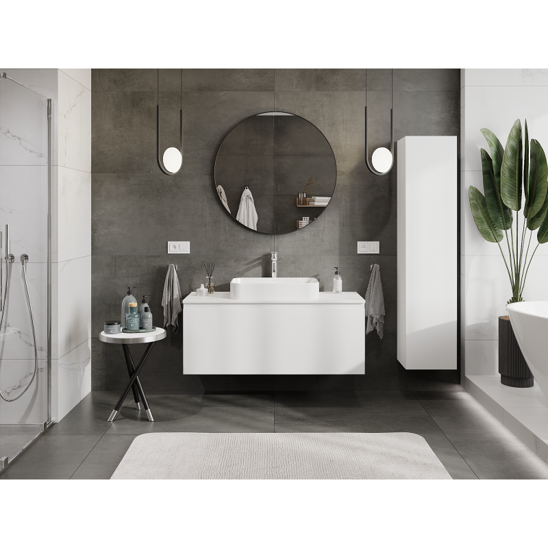 Mexen Orio mobile da bagno sospeso 120 cm, 1 cassetto, bianco opaco - 91A10-12047-1-BF01