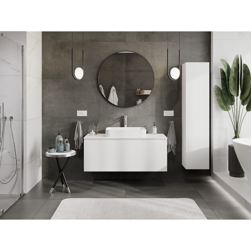 Mexen Orio móvel de casa de banho para lavatório 120 cm, 1 gaveta, branco mate - 91A10-12047-1-BF01