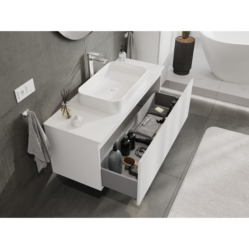 Mexen Orio armario de baño para lavabo 120 cm, 1 cajón, blanco mate - 91A10-12047-1-BF01