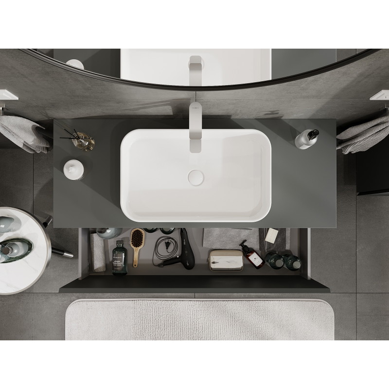 Mexen Orio bathroom cabinet for washbasin 120 cm, 1 drawer, matt graphite - 91A10-12047-1-BF66