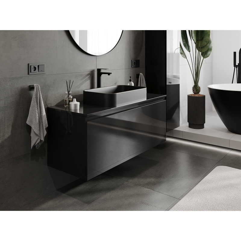 Mexen Orio bathroom cabinet for a sink 120 cm, 1 drawer, black gloss - 91A10-12047-1-BF70
