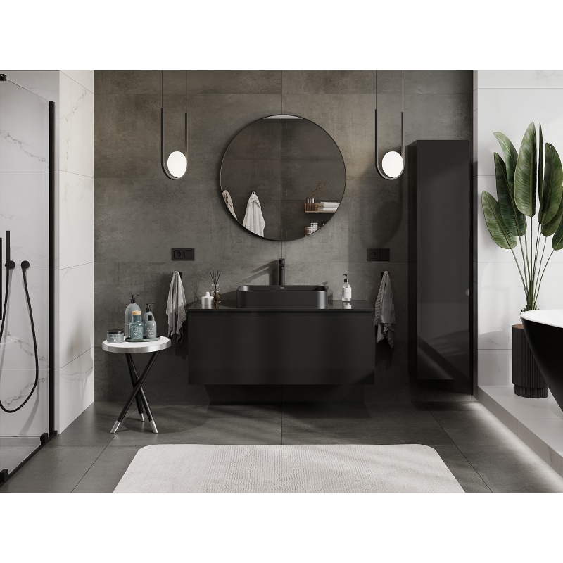 Mexen Orio armoire de salle de bain sous lavabo 120 cm, 1 tiroir, noir brillant - 91A10-12047-1-BF70