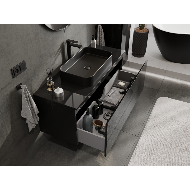 Mexen Orio armoire de salle de bain sous lavabo 120 cm, 1 tiroir, noir brillant - 91A10-12047-1-BF70