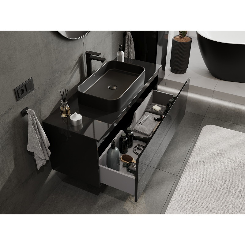 Mexen Orio bathroom cabinet for a sink 120 cm, 1 drawer, black gloss - 91A10-12047-1-BF70