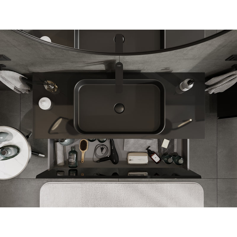 Mexen Orio armoire de salle de bain sous lavabo 120 cm, 1 tiroir, noir brillant - 91A10-12047-1-BF70