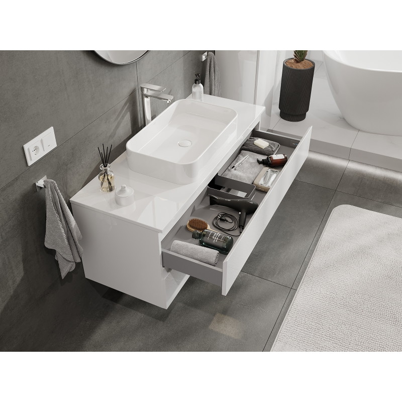 Mexen Orio 120 cm Under-Sink Bathroom Cabinet, 2 Drawers, White Gloss - 91A10-12047-2-BFF00