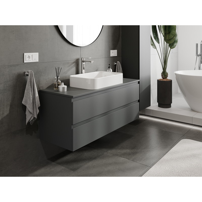 Mexen Orio bathroom cabinet under sink 120 cm, 2 drawers, matte graphite - 91A10-12047-2-BFF66