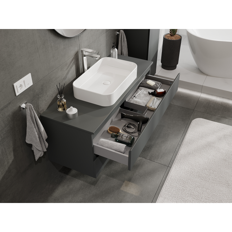 Mexen Orio armário de casa de banho para lavatório 120 cm, 2 gavetas, grafite mate - 91A10-12047-2-BFF66