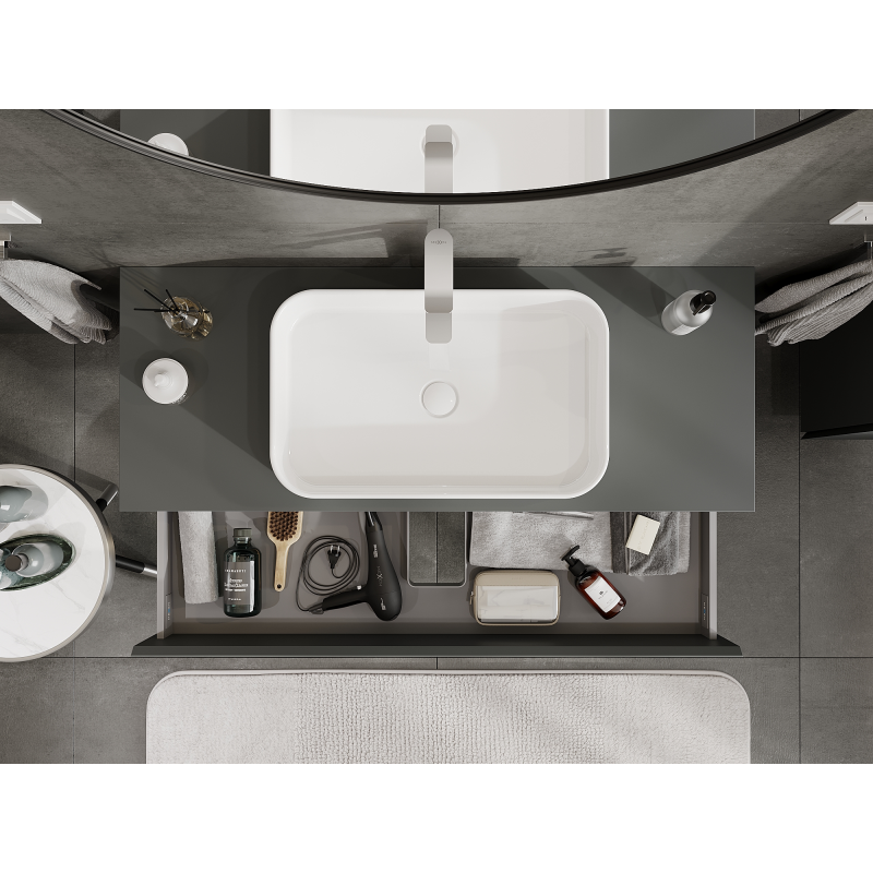 Mexen Orio badrumsskåp under tvättställ 120 cm, 2 lådor, grafit matt - 91A10-12047-2-BFF66