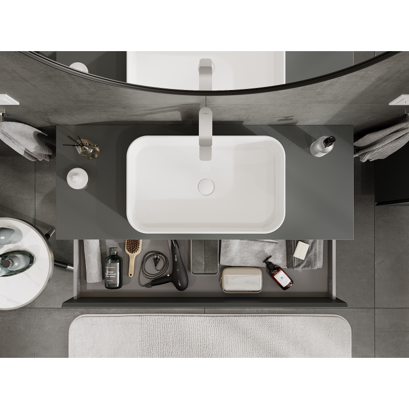 Mexen Orio mueble de baño para lavabo de 120 cm, 2 cajones, grafito mate - 91A10-12047-2-BFF66