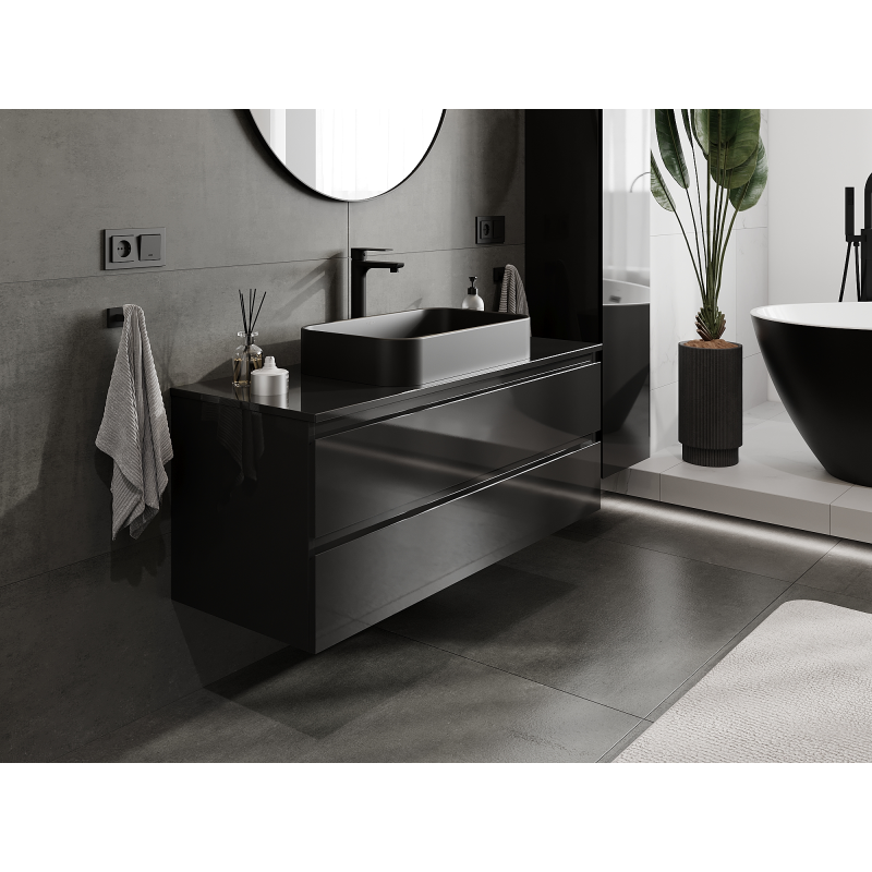 Mexen Orio ντουλάπι μπάνιου κάτω από τον νιπτήρα 120 cm, 2 συρτάρια, μαύρη