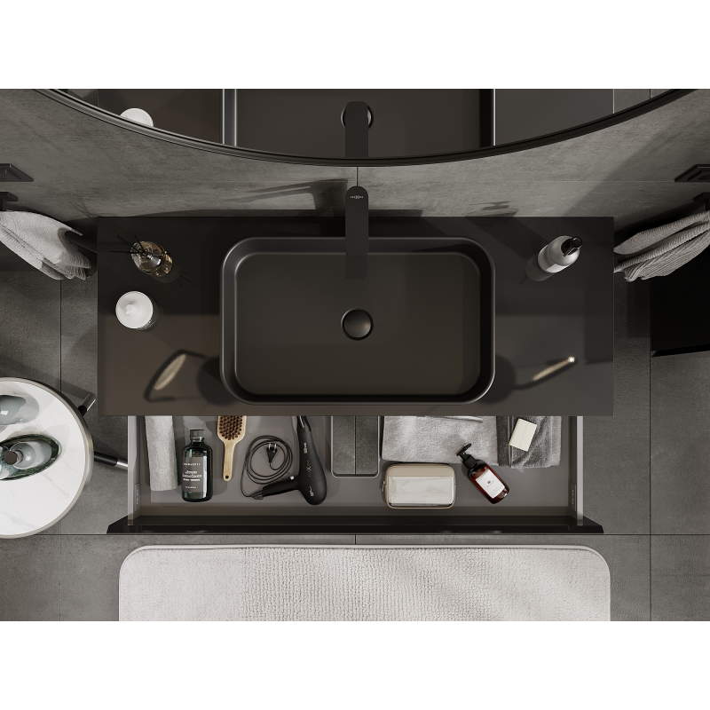 Mexen Orio mueble de baño bajo lavabo 120 cm, 2 cajones, negro brillante - 91A10-12047-2-BFF70