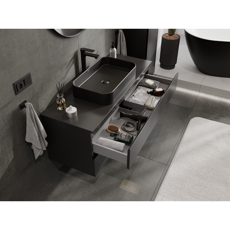 Mexen Orio armario de baño bajo lavabo 120 cm, 2 cajones, negro mate - 91A10-12047-2-BFF71