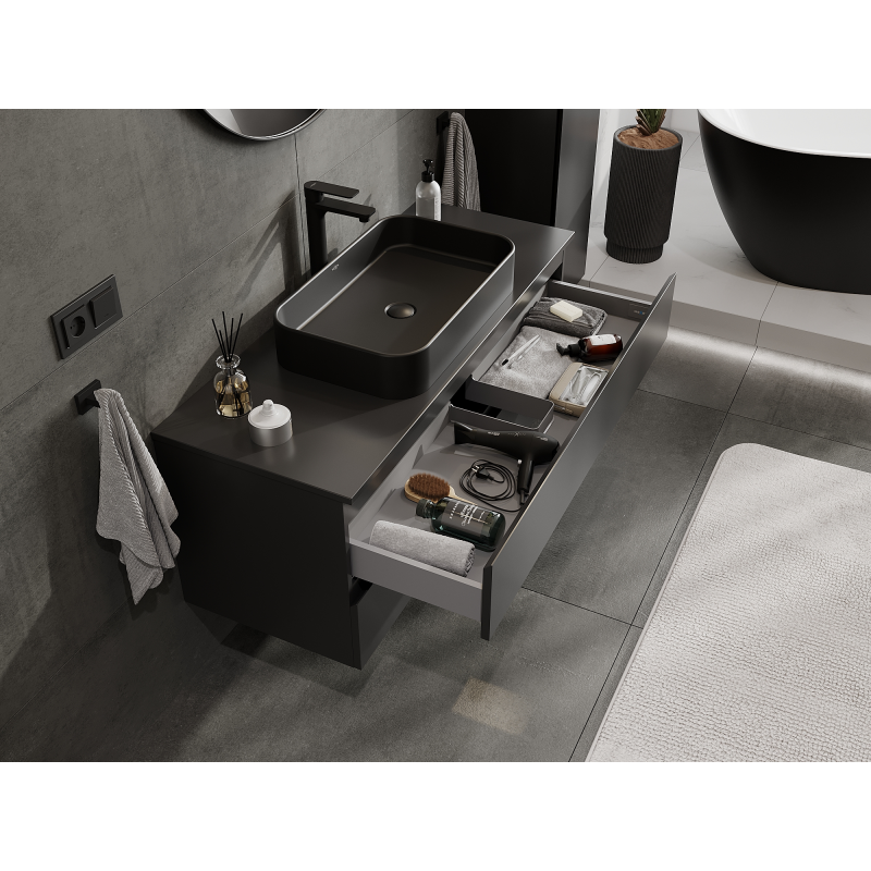 Mexen Orio meuble de salle de bains sous-vasque 120 cm, 2 tiroirs, noir mat - 91A10-12047-2-BFF71