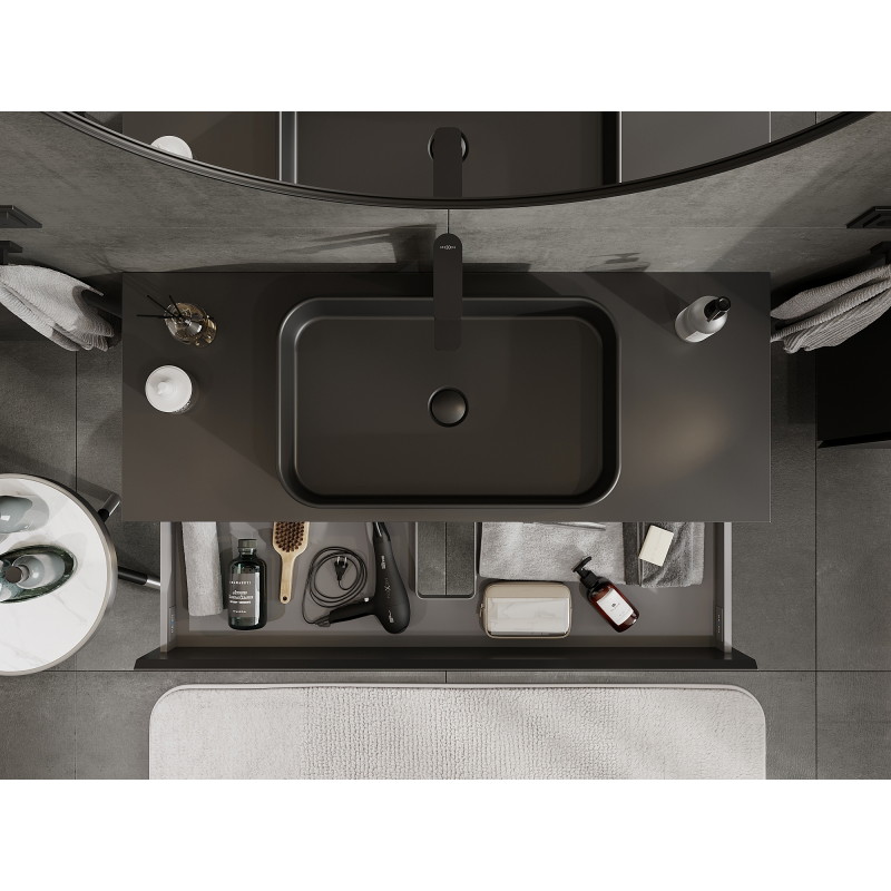 Mexen Orio bathroom cabinet for washbasin 120 cm, 2 drawers, black matt - 91A10-12047-2-BFF71