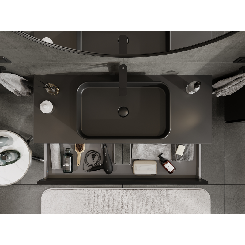 Mexen Orio meuble de salle de bains sous-vasque 120 cm, 2 tiroirs, noir mat - 91A10-12047-2-BFF71