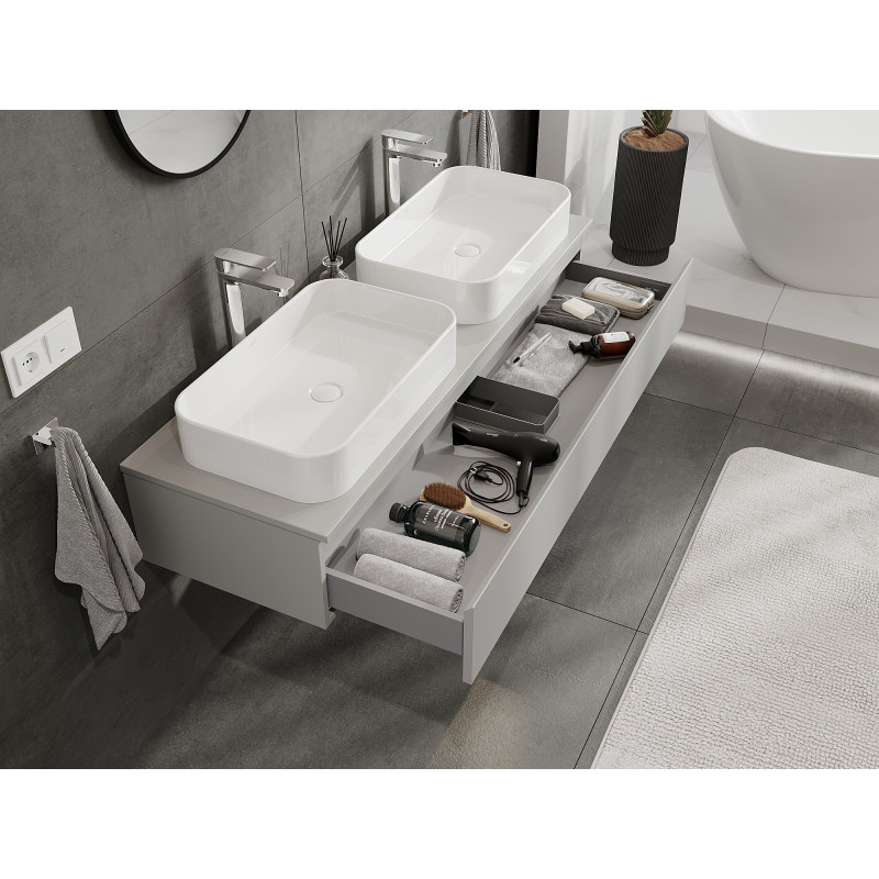 Mexen Orio 140 cm Sink Cabinet, 1 Drawer, Matte Grey - 91A10-14023-1-BF62